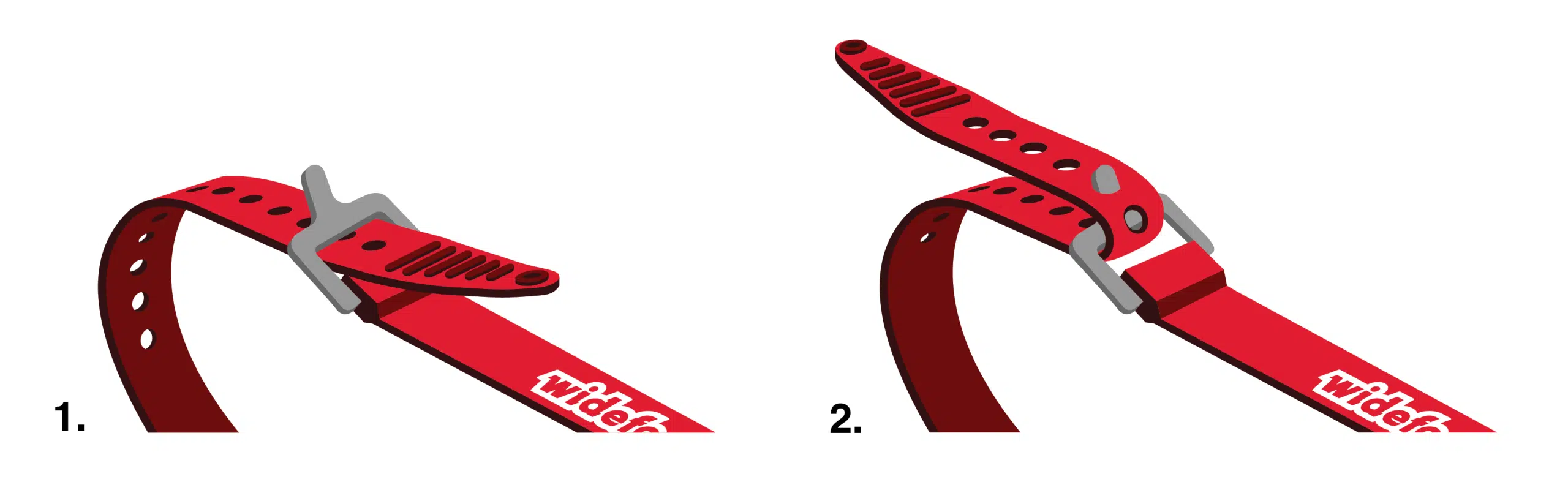 Diagram showing how to fasten Widefoot Voile Strap